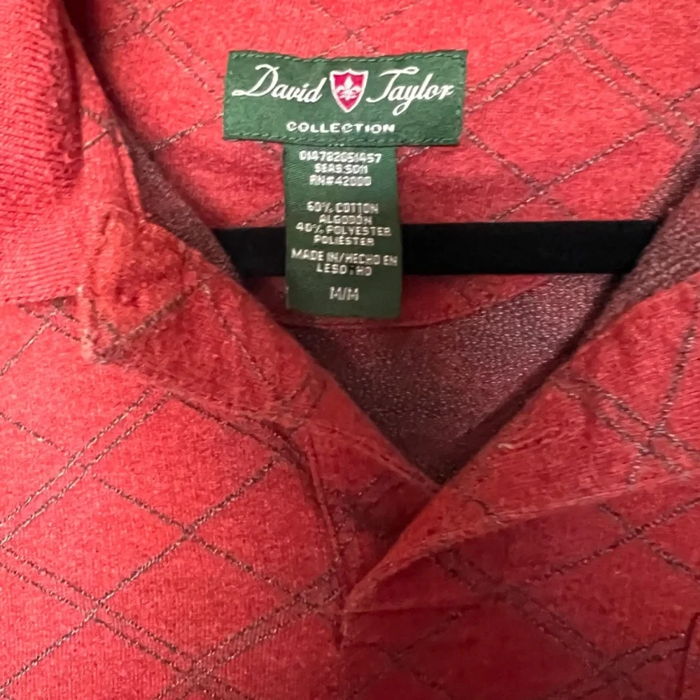 David's Taylor Men's Red Polo Shirt Medium‎ preppy Silent Luxury long sleeve